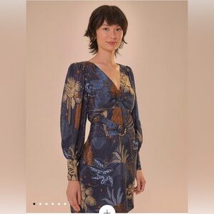 FARM Rio Blue Night Jungle Mini Dress in XL. NWOT